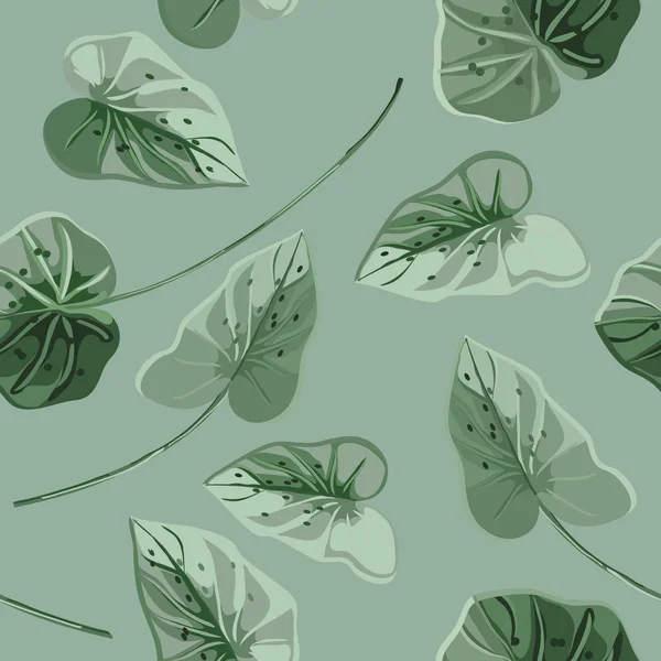 Fond Tropical Tendance Avec Des Feuilles Exotiques Vertes Dans Aquarelle — Image vectorielle