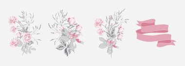 Düğün Buketler pembe gül ' düzenleme kümesi