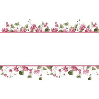 Lotus çiçek doğrusal yatay Dikişsiz desen metinle için çerçeve