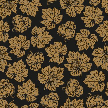 Vektör üzüm ve yaprakların dikişsiz desen rasgele dağınık.