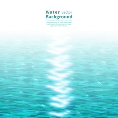 Metin için alanı olan mavi su yüzeyi. Dalgalı gerçekçi deniz ya da okyanus manzarası. Vektör arkaplan.