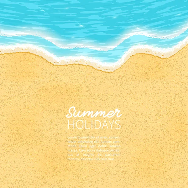 蓝色的海浪在沙滩上 有案可查的柔和海浪 暑假背景 矢量图解 — 图库矢量图片
