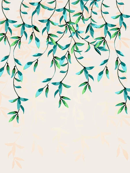 Floraler Hintergrund Mit Aquamarinblättern Zweige Mit Exotischen Tropischen Blättern Hängen — Stockvektor