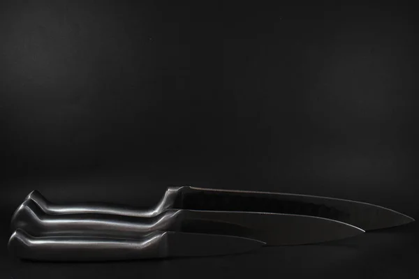 Three Knives Black Background — Stock Photo, Image