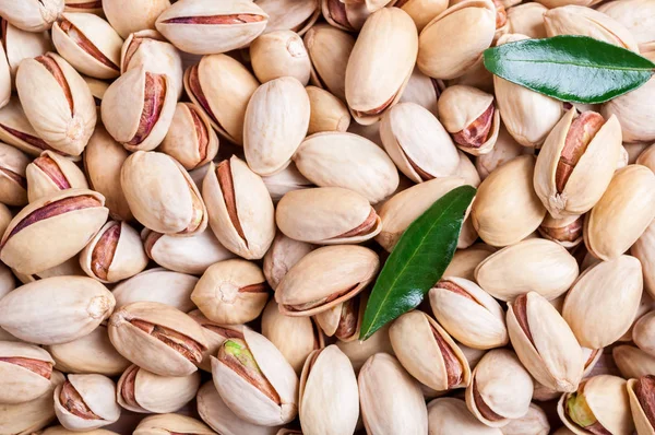 Pistachio Background Pistachio Texture Leaves Nuts Top View — Stock Photo, Image