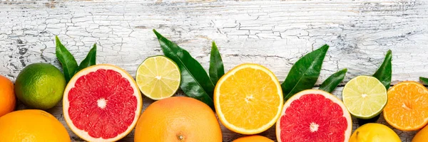 Fruits Citrus Background Orange Grapefruit Lemon Lime Tangerine Assorted Citrus — Stock Photo, Image