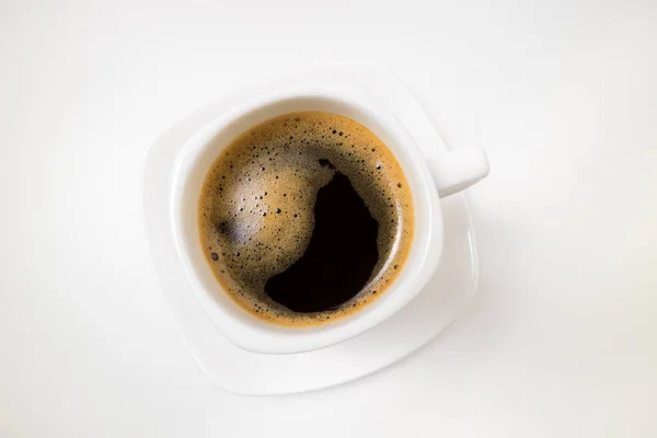 Kahve Espresso Kahve Beyaz Zemin Üzerine Kapatın Sabah Kahvaltı Enerji — Stok fotoğraf