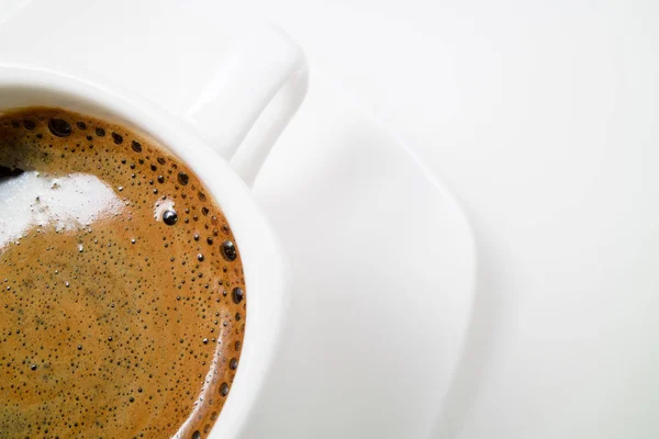 Coffee Espresso Coffee Cup White Background Closeup Top View — Stock Photo, Image