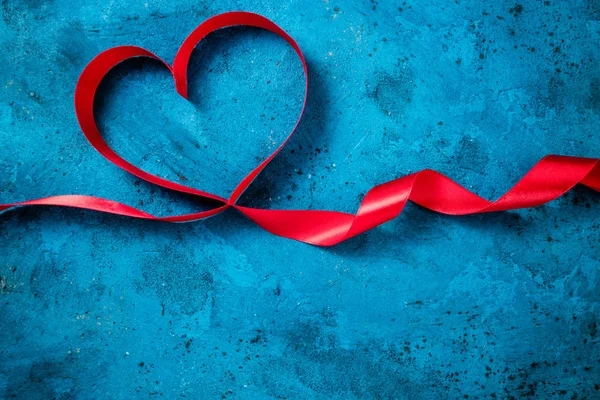 Valentines Day Background Red Heart Heart Shape Ribbons Happy Valentine — Stock Photo, Image