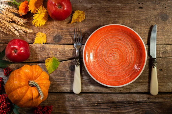Thanksgiving Background Autumn Table Setting Thanksgiving Day Party Thanksgiving Dinner — Stock Photo, Image