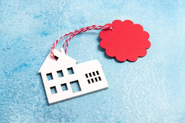 House Buy Rent Label Winter Holidays Wooden House Symbol Tag — Stock Photo, Image