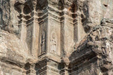 Siem Reap, Kamboçya 'da Angkor Wat' ın içinde bir mimari görüntüsü.