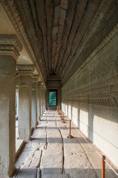 Paisaje Arquitectura Bajorrelieve Dentro Angkor Wat Siem Reap Camboya —  Fotos de Stock