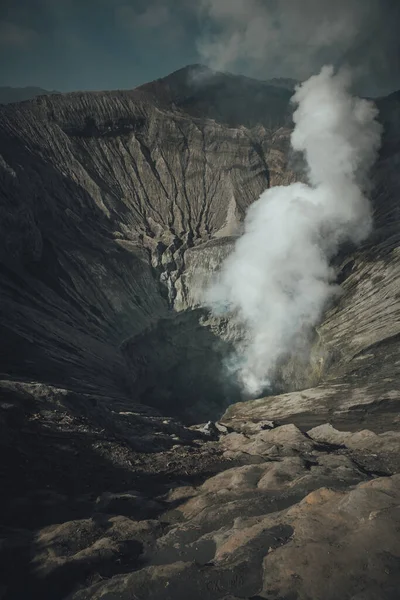 Hermosa Vista Del Cráter Bromo Con Vapor Java Indonesia — Foto de Stock