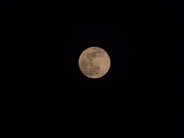 Luna Llena Cielo Despejado Llena Estrellas Foto Fue Tomada Una — Foto de Stock