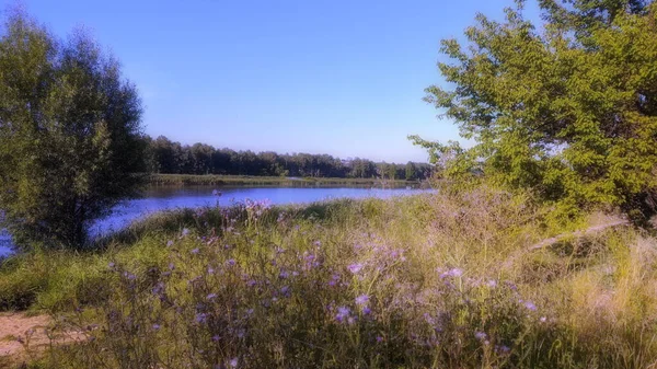 Turn River Unhurried Course River Picturesque Banks City Bustle Big — Stock Photo, Image