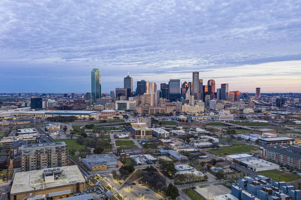 Panoramic picture of the Dallas skyline in morning sun