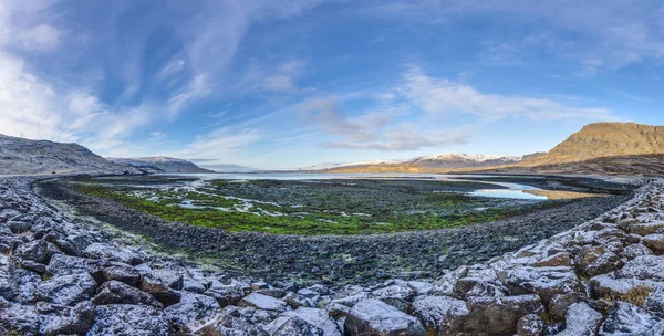 Зимой Над Пустырем Вокруг Боргарнеса Юге Исландии Открывается Потрясающий Вид — стоковое фото