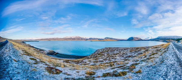 Panorámás Kilátás Üres Terület Körül Borgarnes Dél Izlandon Télen — Stock Fotó