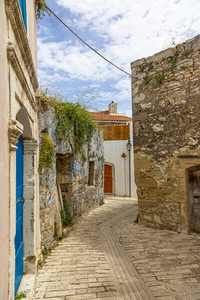 Impression of a street in an very old greek village on the island of crete