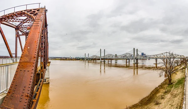 View from the Big Four bridge to Abraham Lincoln Bridge in Louisville