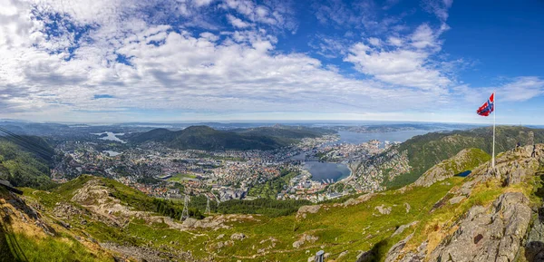 Veduta Aerea Della Città Norvegese Bergen Dal Monte Ulriken — Foto Stock