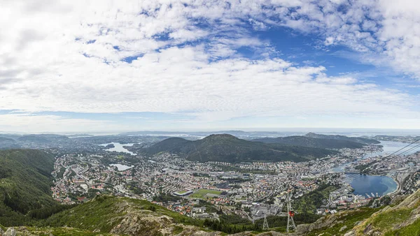Veduta Aerea Della Città Norvegese Bergen Dal Monte Ulriken — Foto Stock