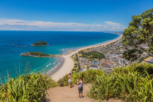 Pohled Město Touranga Pláž Papamoa Mount Maunganui Severním Ostrově Nového — Stock fotografie