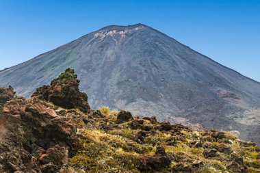 Kuzey Zelanda 'daki Tongariro Ulusal Parkı' ndaki Ngauruhoe Dağı 'nın panoramik resmi.