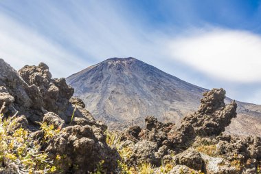 Panoramic picture of Mount Ngauruhoe in the Tongariro National Park on northern island of New Zealand clipart