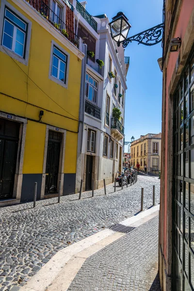 Fachadas Edificios Antiguos Ciudad Vieja Lisboa Portugal —  Fotos de Stock