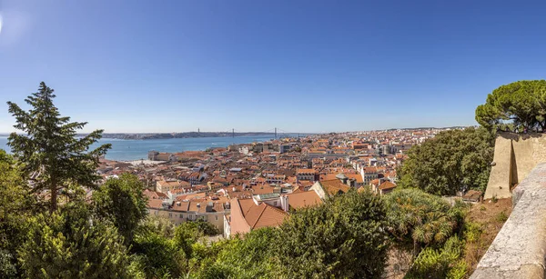 Pandangan Panorama Udara Atas Lisbon Dari Castelo Sao Jorge — Stok Foto