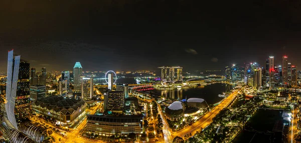 Flygfoto Singapore Skyline Och Trädgårdar Vid Viken Förberedelserna För Formel — Stockfoto