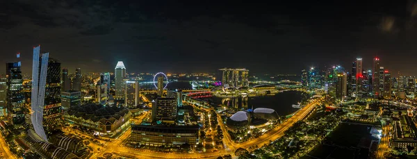 Imagem Panorâmica Aérea Horizonte Jardins Singapura Junto Baía Durante Preparação — Fotografia de Stock