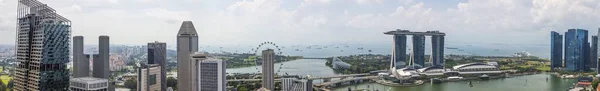 Luftpanoramisk Billede Singapore Skyline Haver Ved Bugten Forberedelse Til Formel - Stock-foto