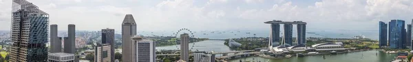 Aerial Panoramic Picture Singapore Skyline Gardens Bay Preparation Formula Race — Stock Photo, Image