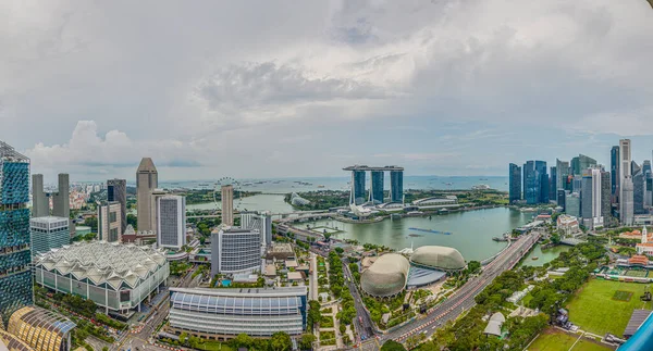 Авиационная Панорама Сингапура Садов Залива Время Подготовки Гонке Формулы Дневное — стоковое фото