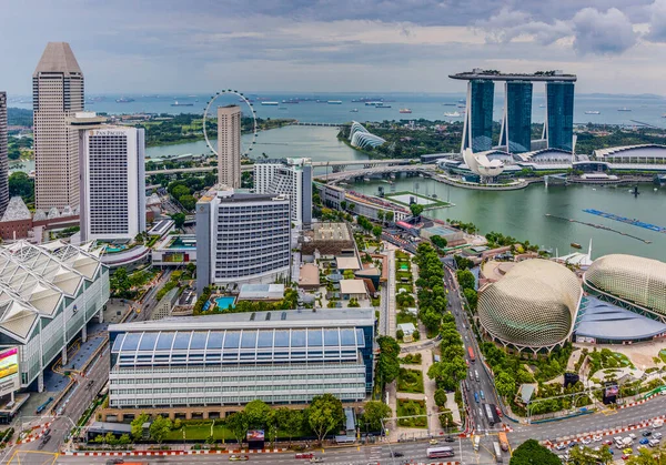 Авиационная Панорама Сингапура Садов Залива Время Подготовки Гонке Формулы Дневное — стоковое фото
