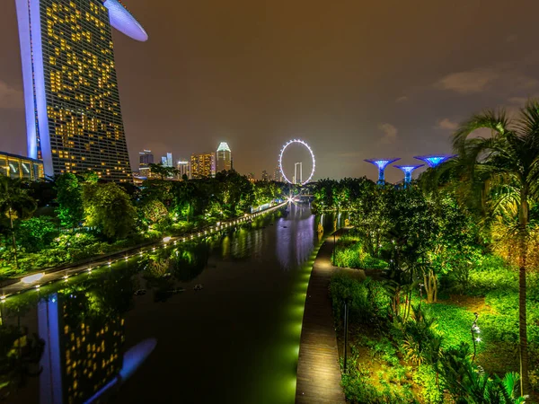 Obrázek Zahrady Zálivu Singapuru Noci — Stock fotografie