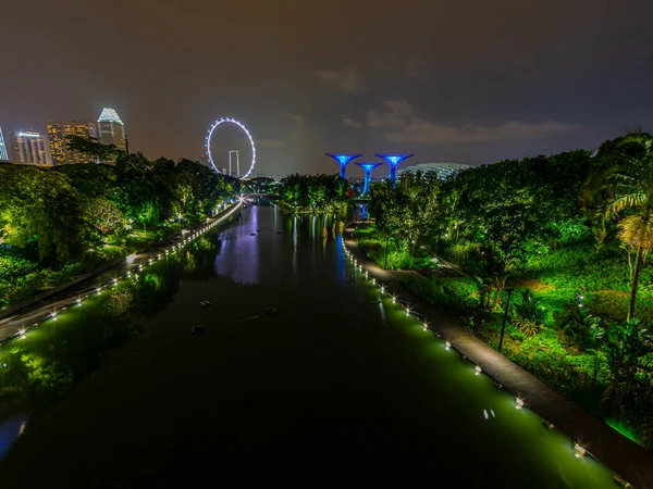 Photo Jardins Près Parc Baie Singapour Pendant Nuit — Photo
