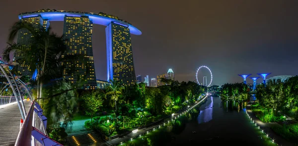 Obrázek Zahrady Zálivu Singapuru Noci — Stock fotografie