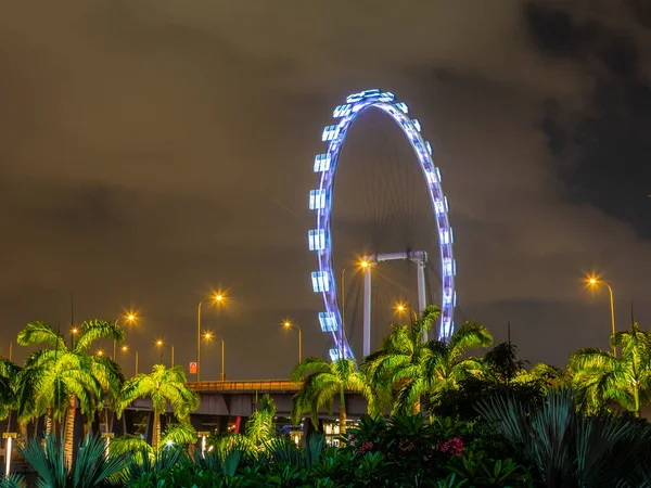 Cena Noturna Cingapura Marina Bay Distrito Com Panfleto Cingapura — Fotografia de Stock