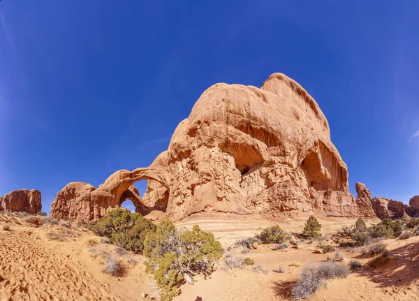 Imagem Panorâmica Das Maravilhas Naturais Geológicas Parque Nacional Arches Utah — Fotografia de Stock