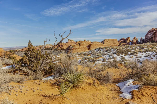 Utah Conyonlands Ulusal Parkı Ndaki Tipik Kaya Oluşumlarına Bak — Stok fotoğraf