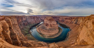 Panoramic picture over horseshoe bend and colorado river clipart