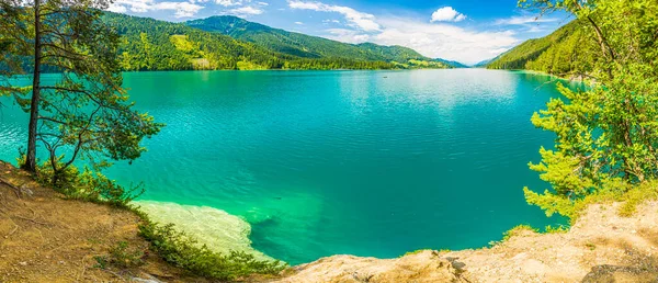 Panoramisch Uitzicht Weissensee Oostenrijk — Stockfoto