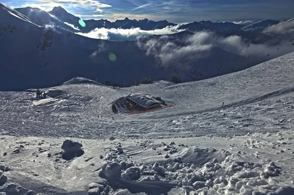 Zwerenalp Pistinden Kanzelwand Inişine Bak — Stok fotoğraf