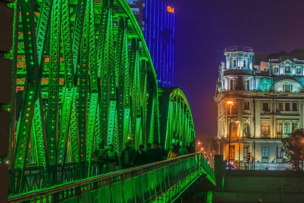 Вид Красочно Освещенный Мост Байду Шанхае — стоковое фото