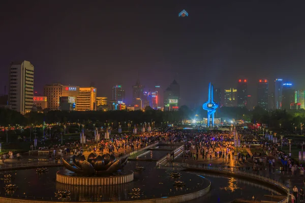 Ночная Фотография Над Парком Хуанчэн Цзинане Ночью — стоковое фото