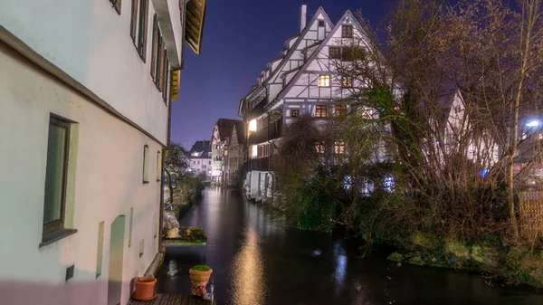 Nachtleven Uit Historische Stad Neu Ulm Met Een Kazerne — Stockfoto